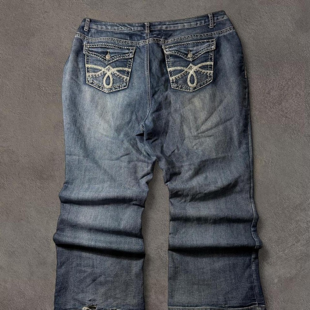 y2k baggy cato embroidery dark faded jeans